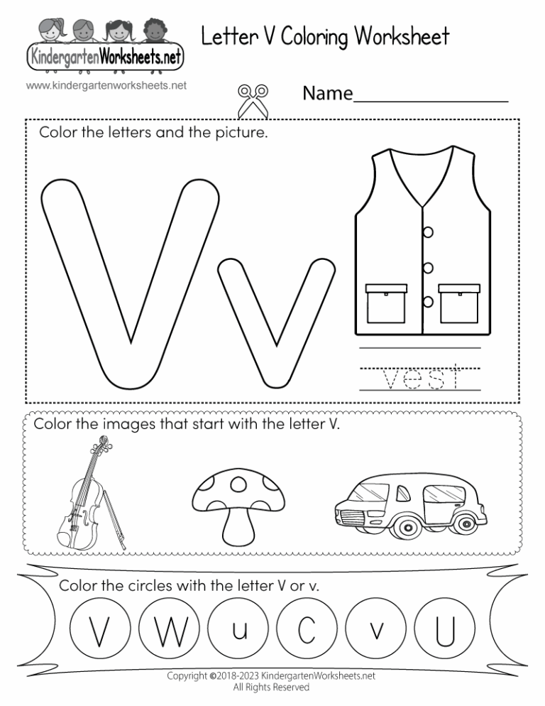 Free Printable Letter V Coloring Worksheet