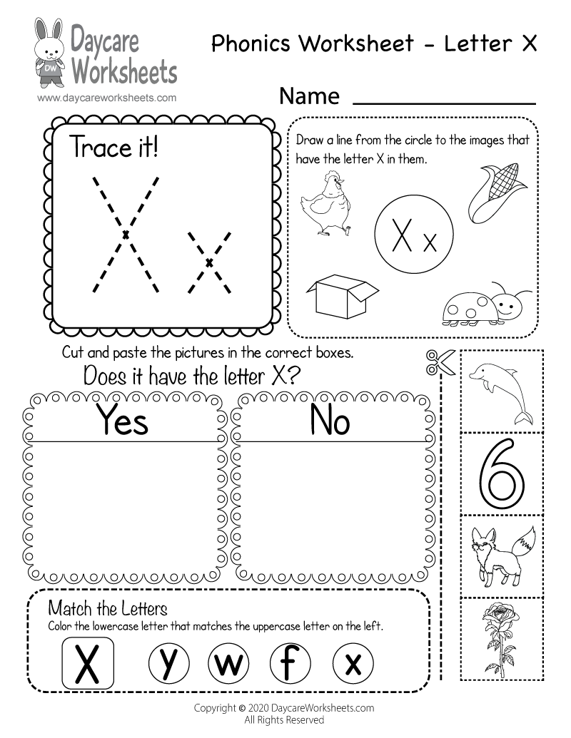 Free Printable Letter X Phonics Worksheet For Preschool Free Printable Letter X Phonics Worksheet For Preschool