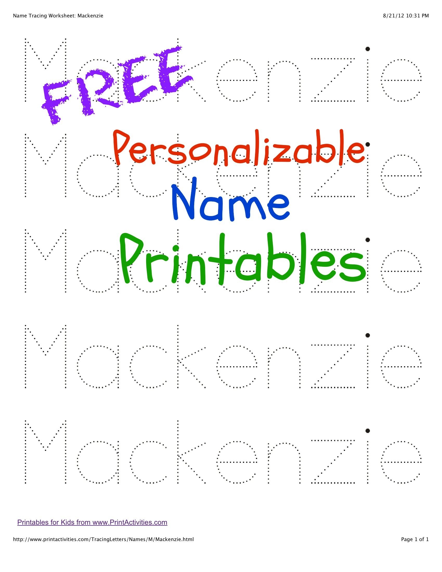 Free Printable Name Tracing Worksheets Preschool Names Name 