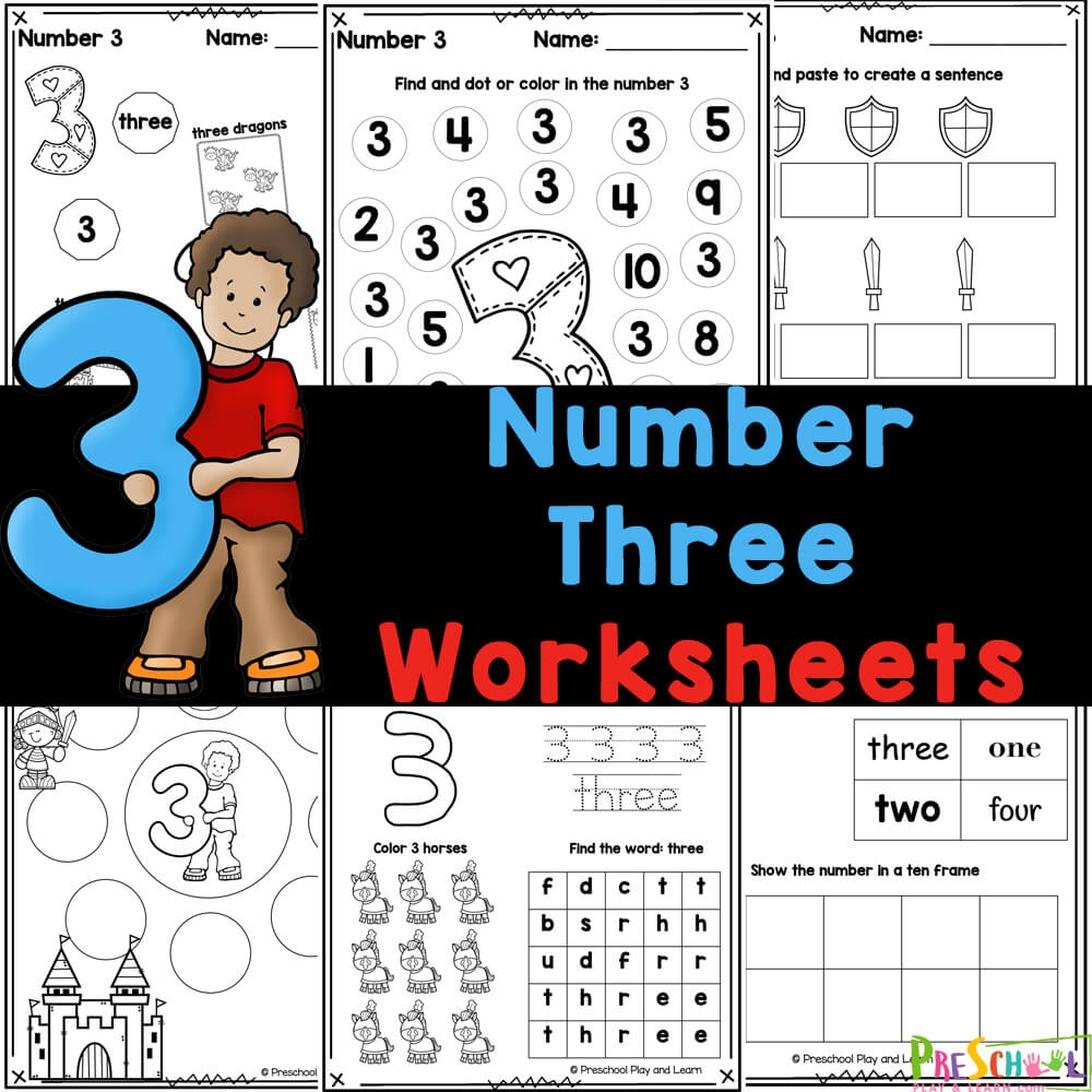 Kindergarten One Two Three Worksheets Printable