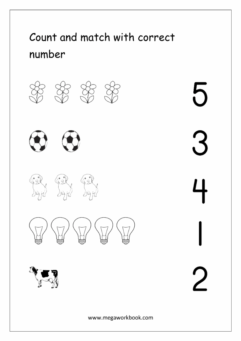 Free Printable Number Matching Worksheets For Kindergarten And 
