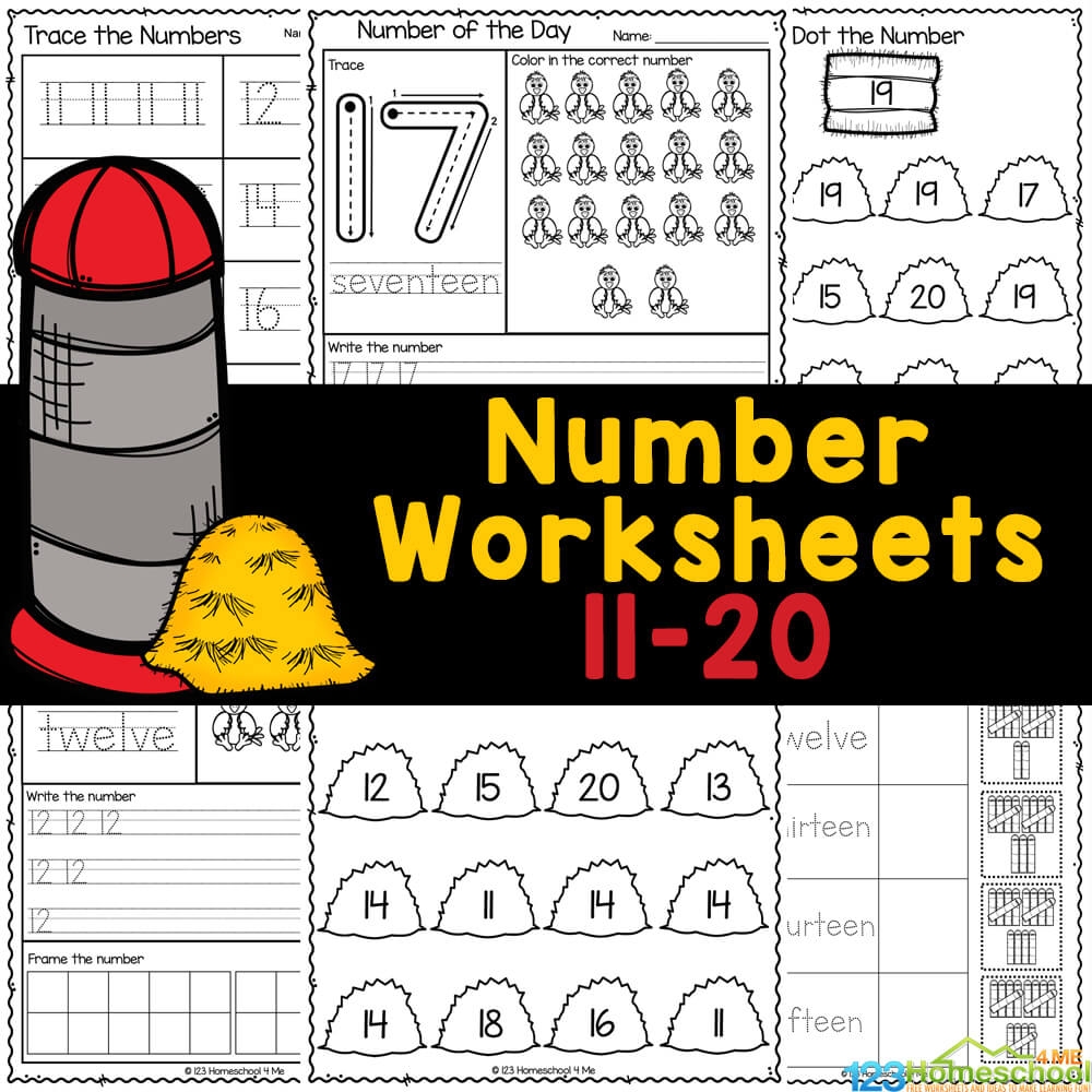 Math Worksheets Kindergarten Numbers 11-20