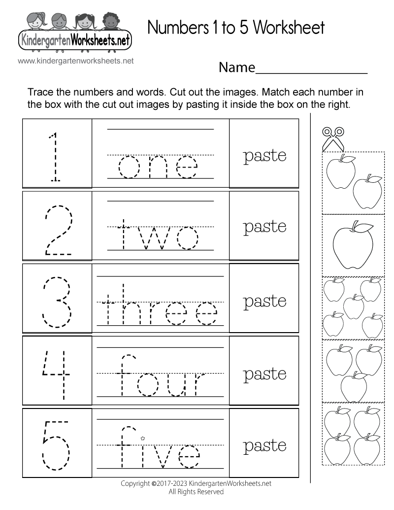 Kindergarten Worksheets Writing Numbers Words