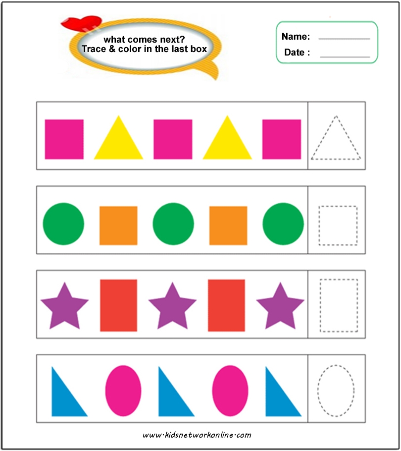 Free Printable Kindergarten Pattern Worksheets