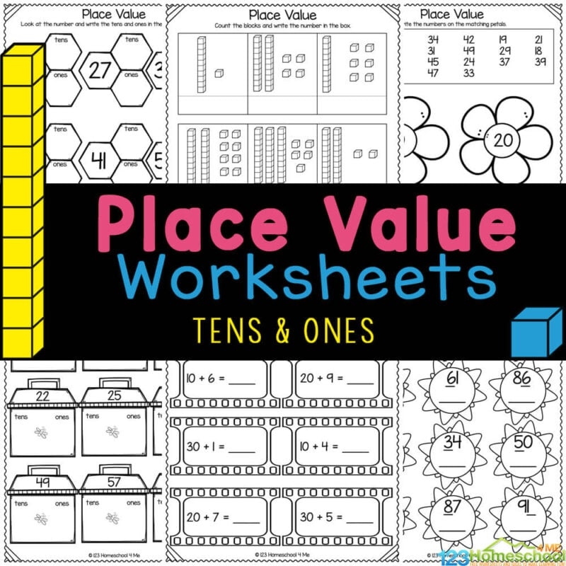  Free Printable Place Value Tens And Ones Worksheets For Kindergarten Math