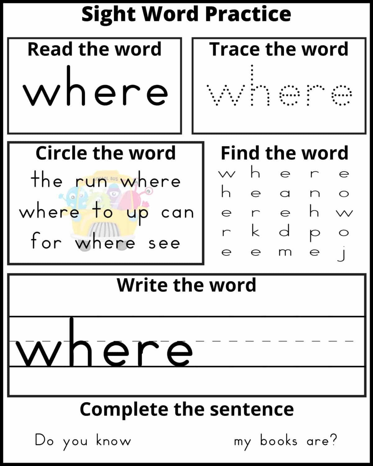 Free Printable Pre K Sight Word Practice Sheets Frugal Mom Eh