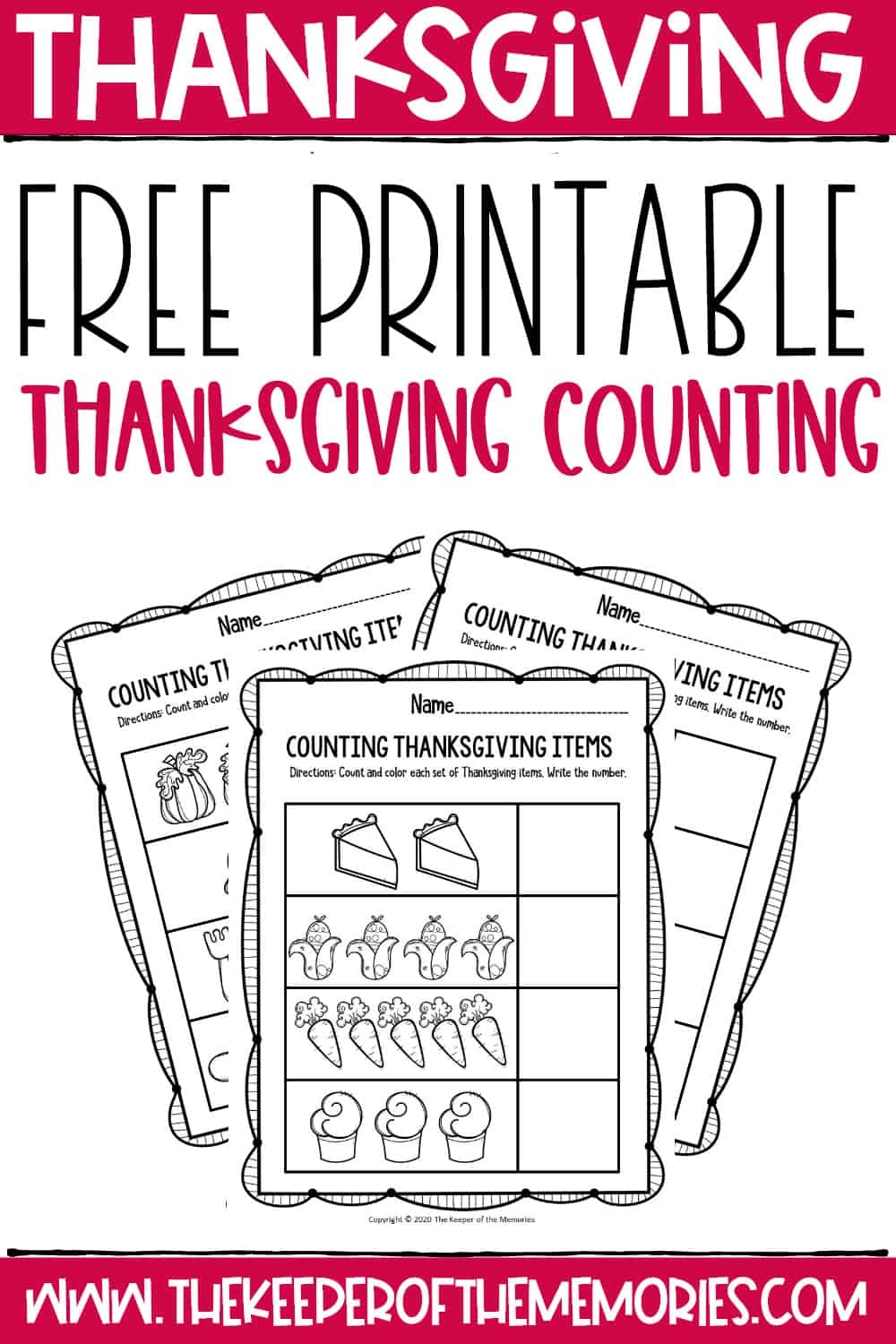 Kindergarten Thanksgiving Math Worksheets