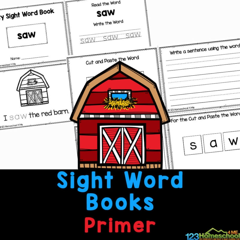 FREE Printable Primer Sight Words Books For Kindergarten