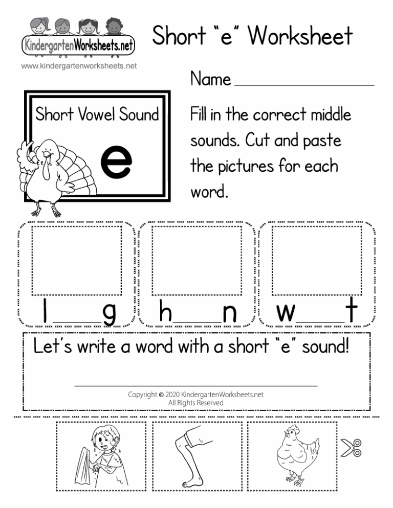 Free Printable Short e Worksheet