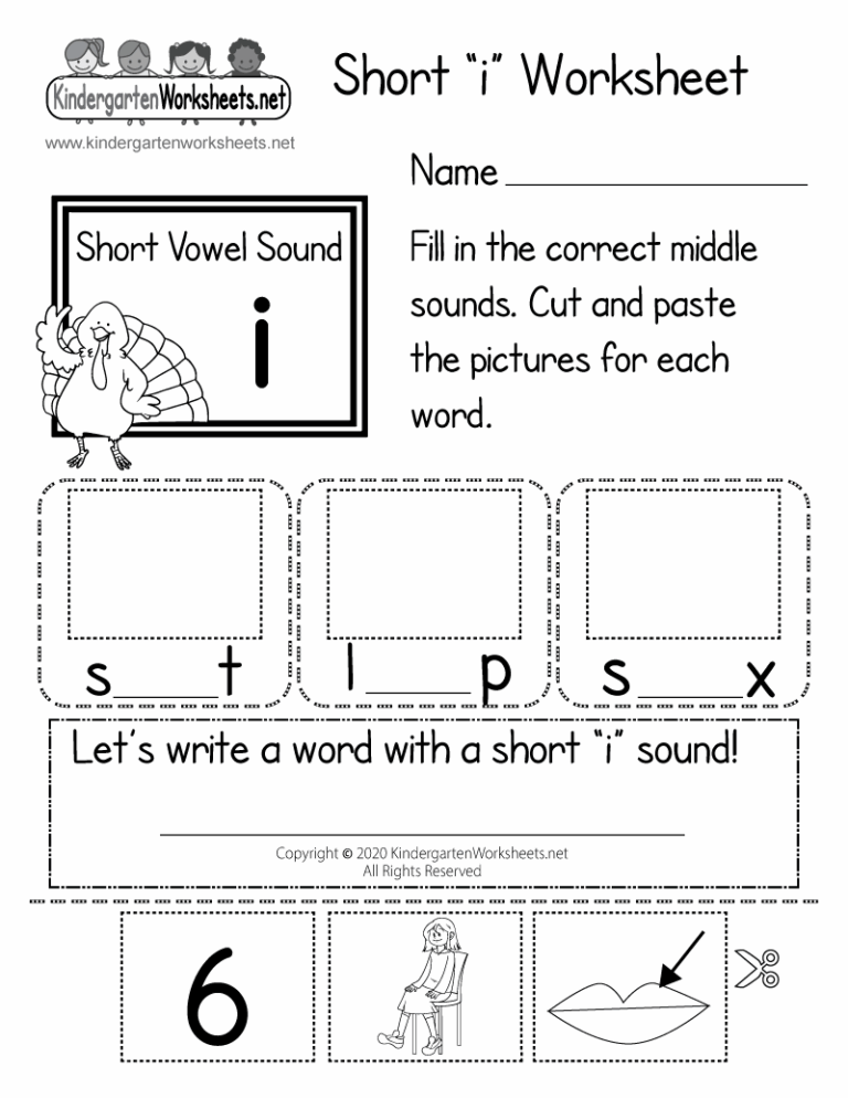 Free Printable Short i Worksheet