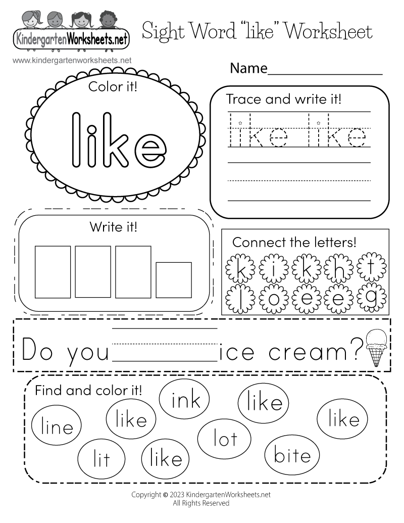 Sight Word Want Worksheet For Kindergarten Sight Word Want Worksheet For Kindergarten