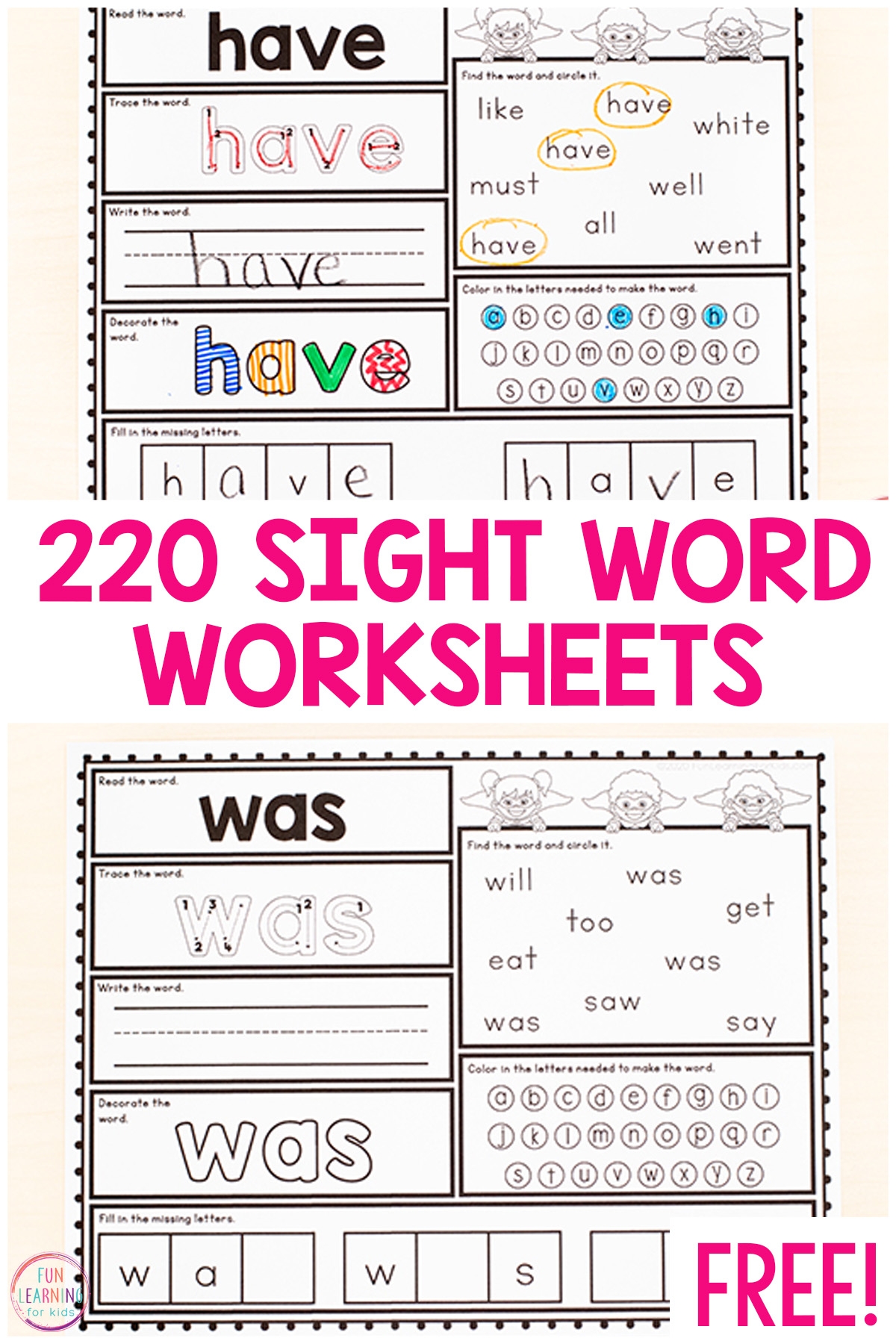 Worksheet Sight Words For Kindergarten
