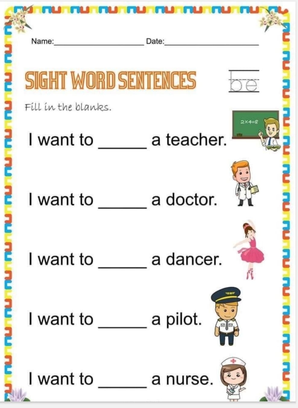 Free Printable Sight Words Worksheets For Kindergarten Activity School For Kids