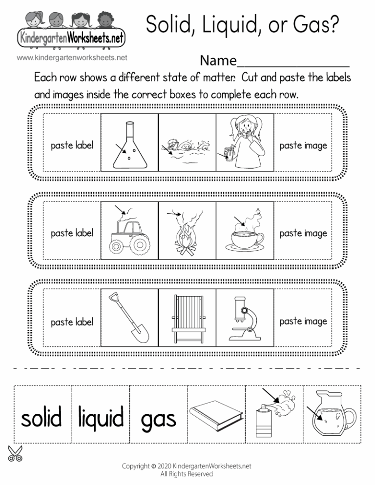 Free Printable Solid Liquid Or Gas Worksheet