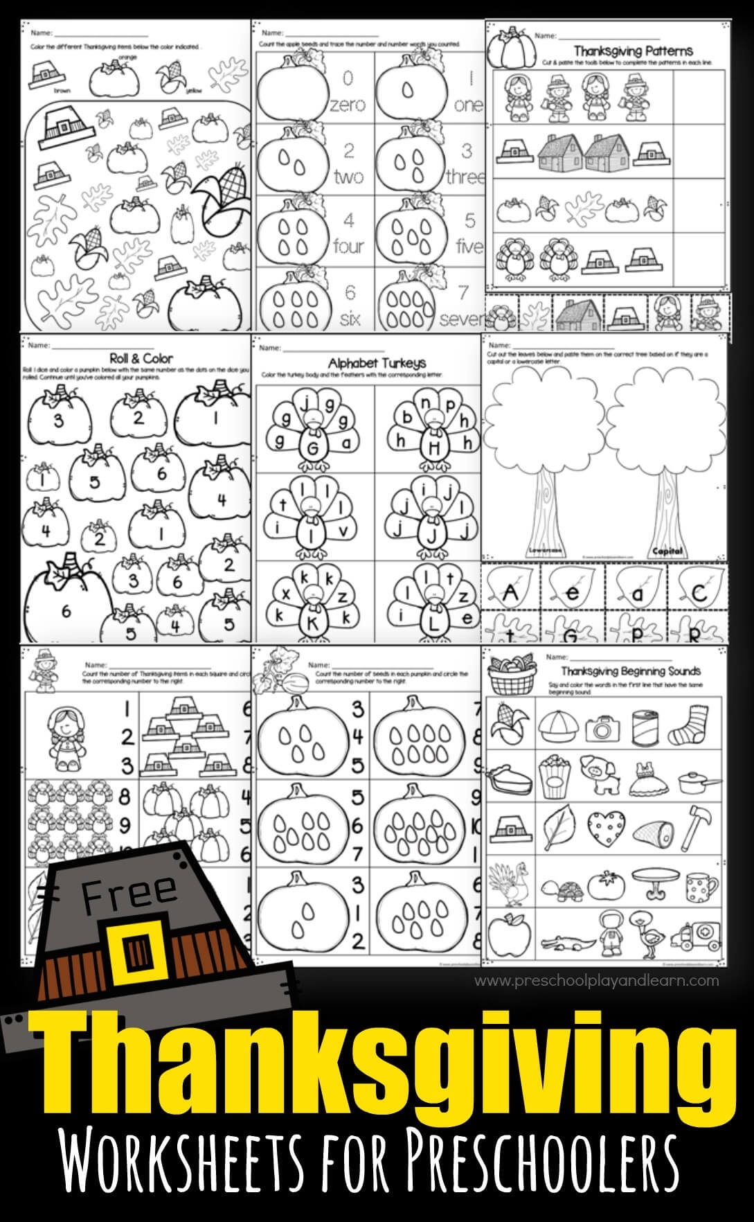 Free Kindergarten Thanksgiving Worksheets