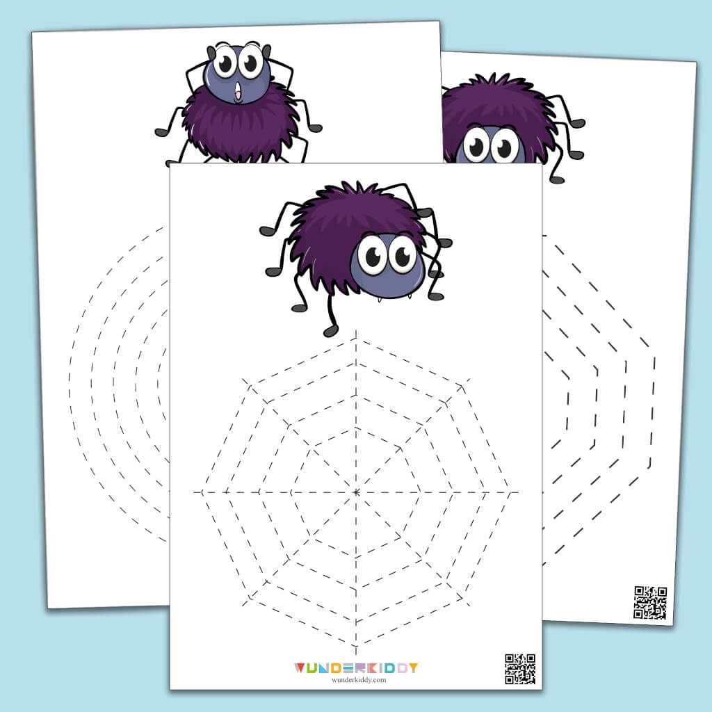 Free Printable Tracing Worksheet For Children Spiders And Cobwebs
