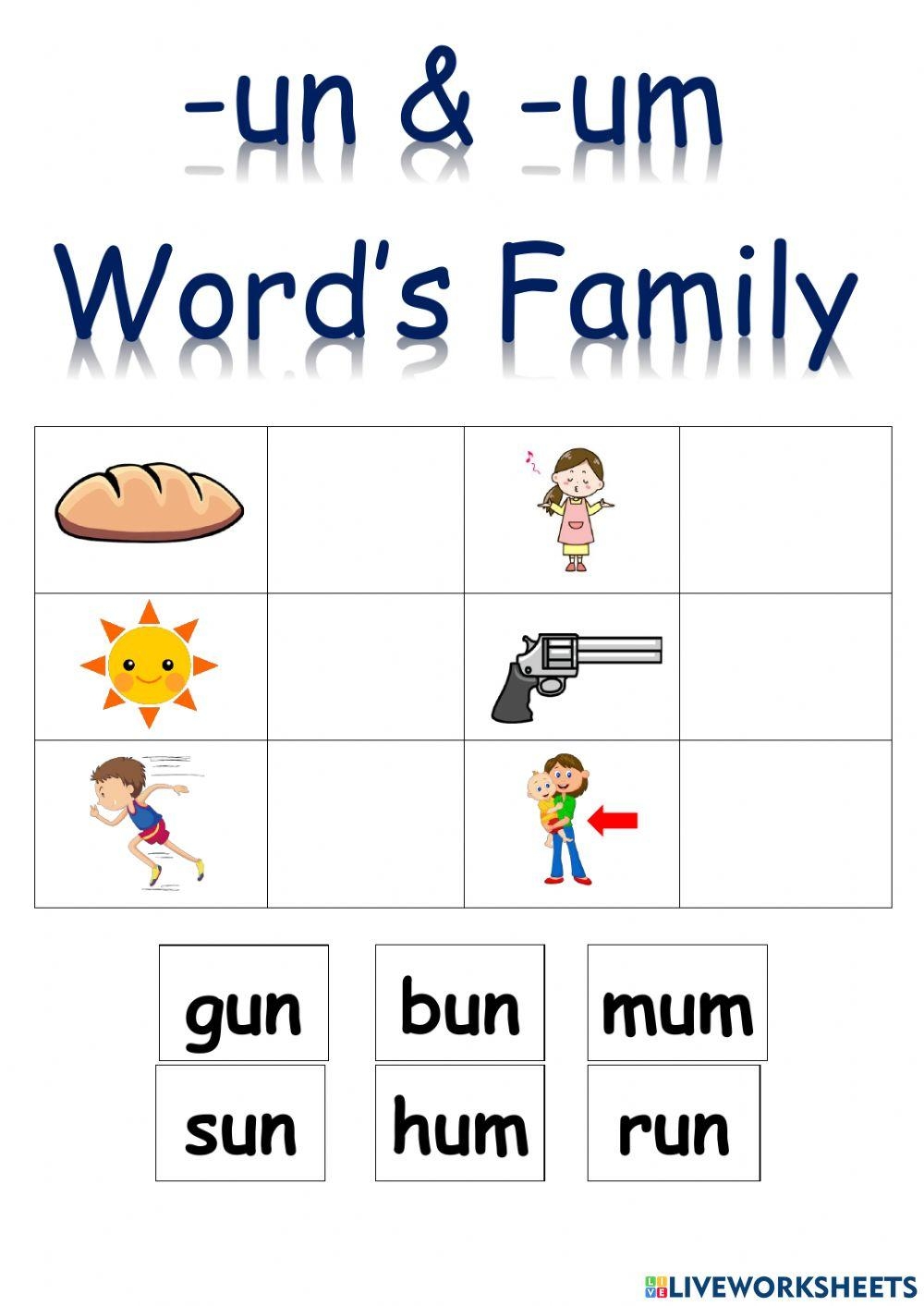 FREE Printable un Word Family Worksheets For Kindergarten Worksheets Library
