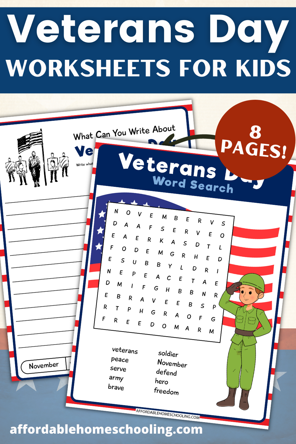 Free Kindergarten Veterans Day Worksheets