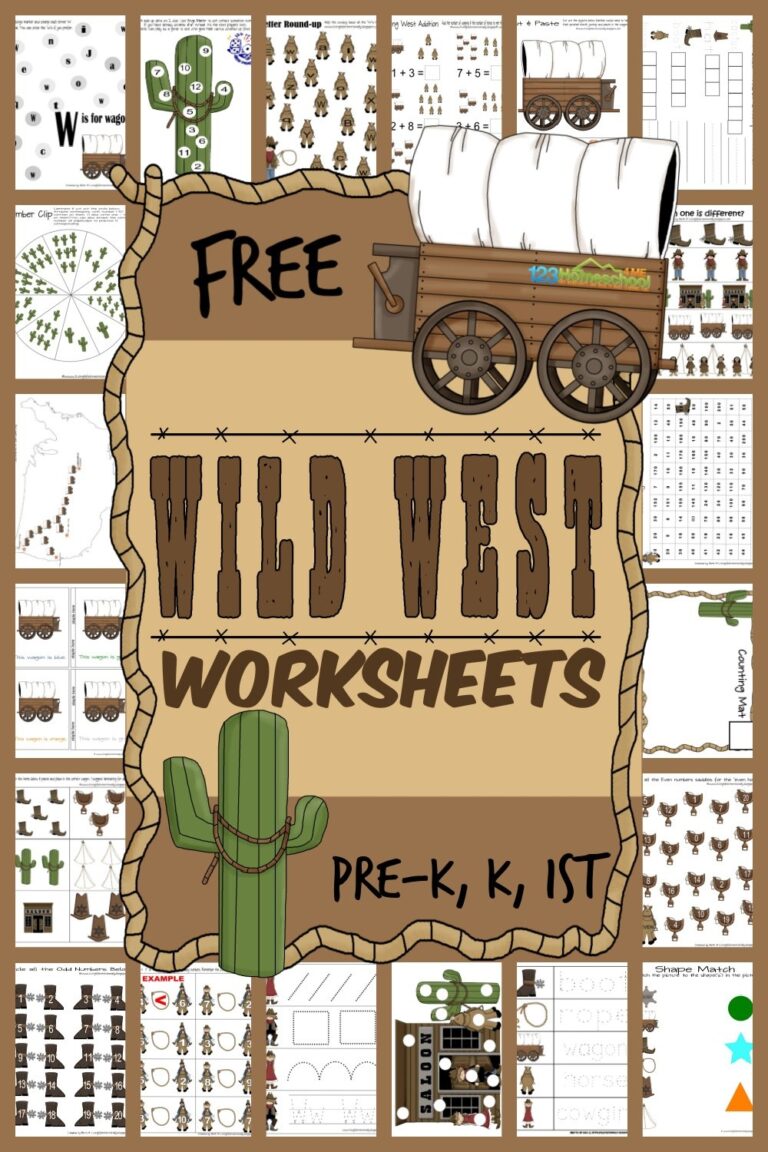  FREE PRintable Wild West Worksheets For Kids