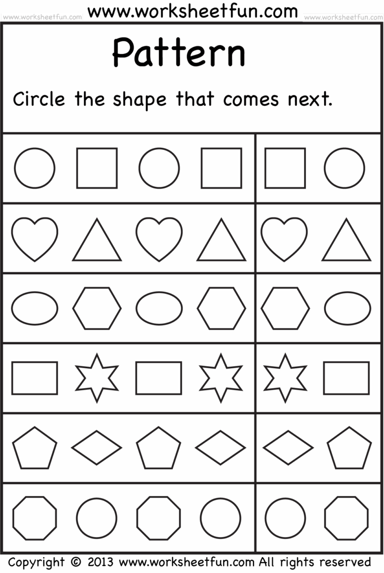 FREE Printable Worksheets Pattern Worksheets For Kindergarten Worksheets Library