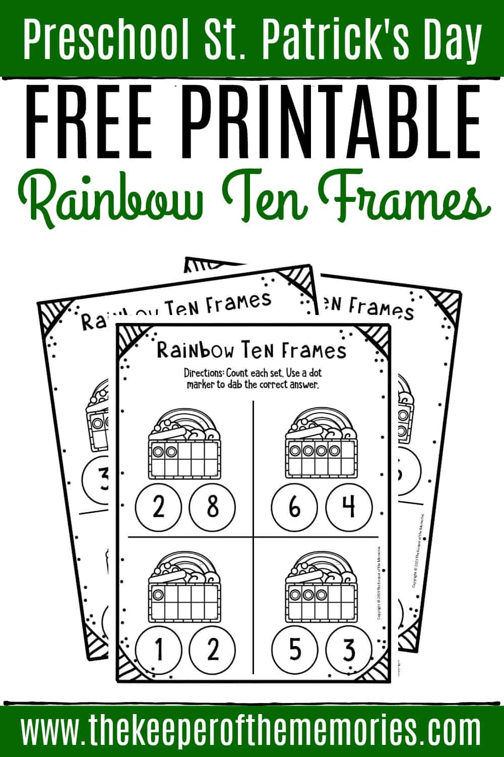 Free Rainbow Printable Ten Frame Worksheets The Keeper Of The Memories