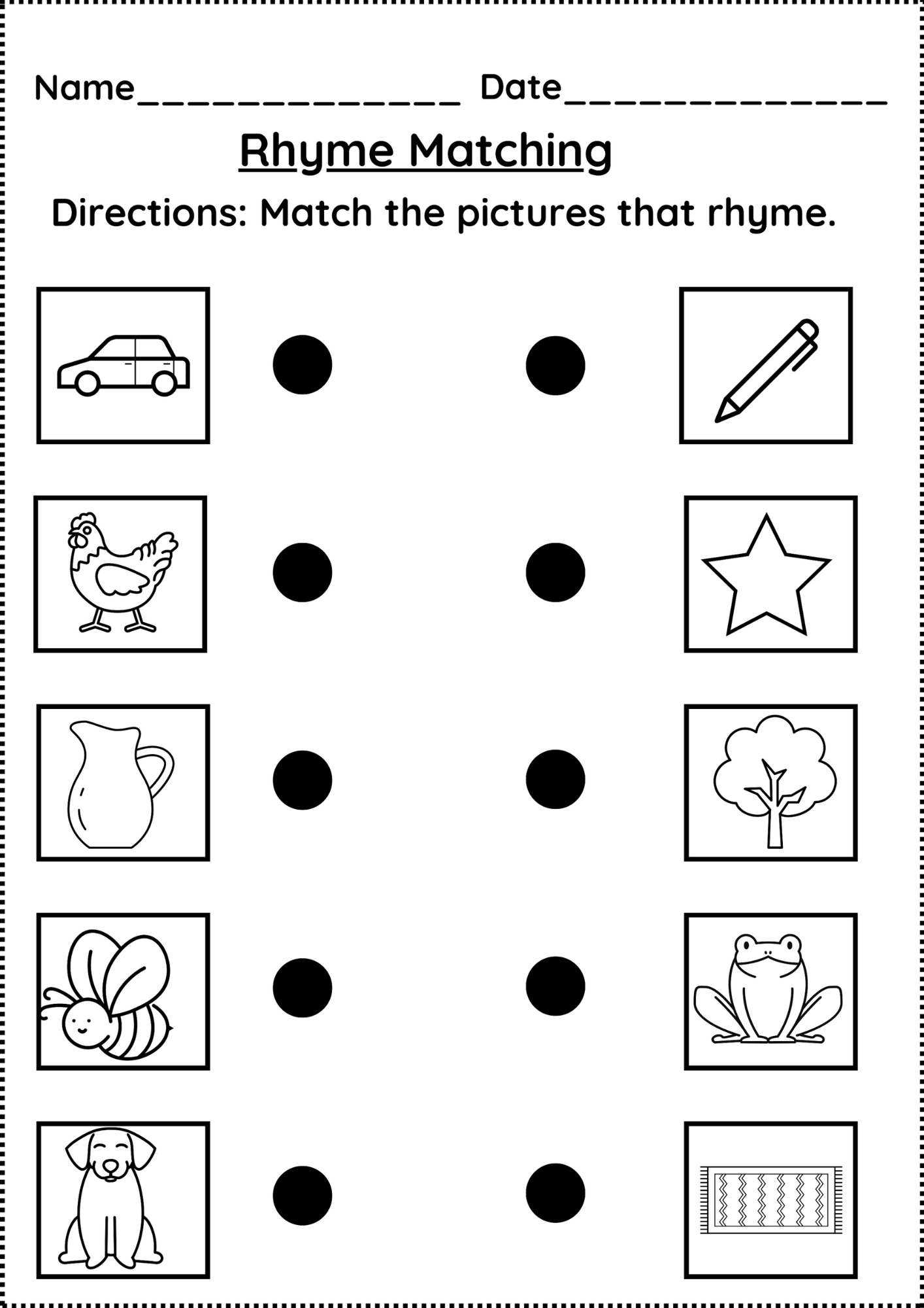 Printable Rhyming Worksheets For Kindergarten