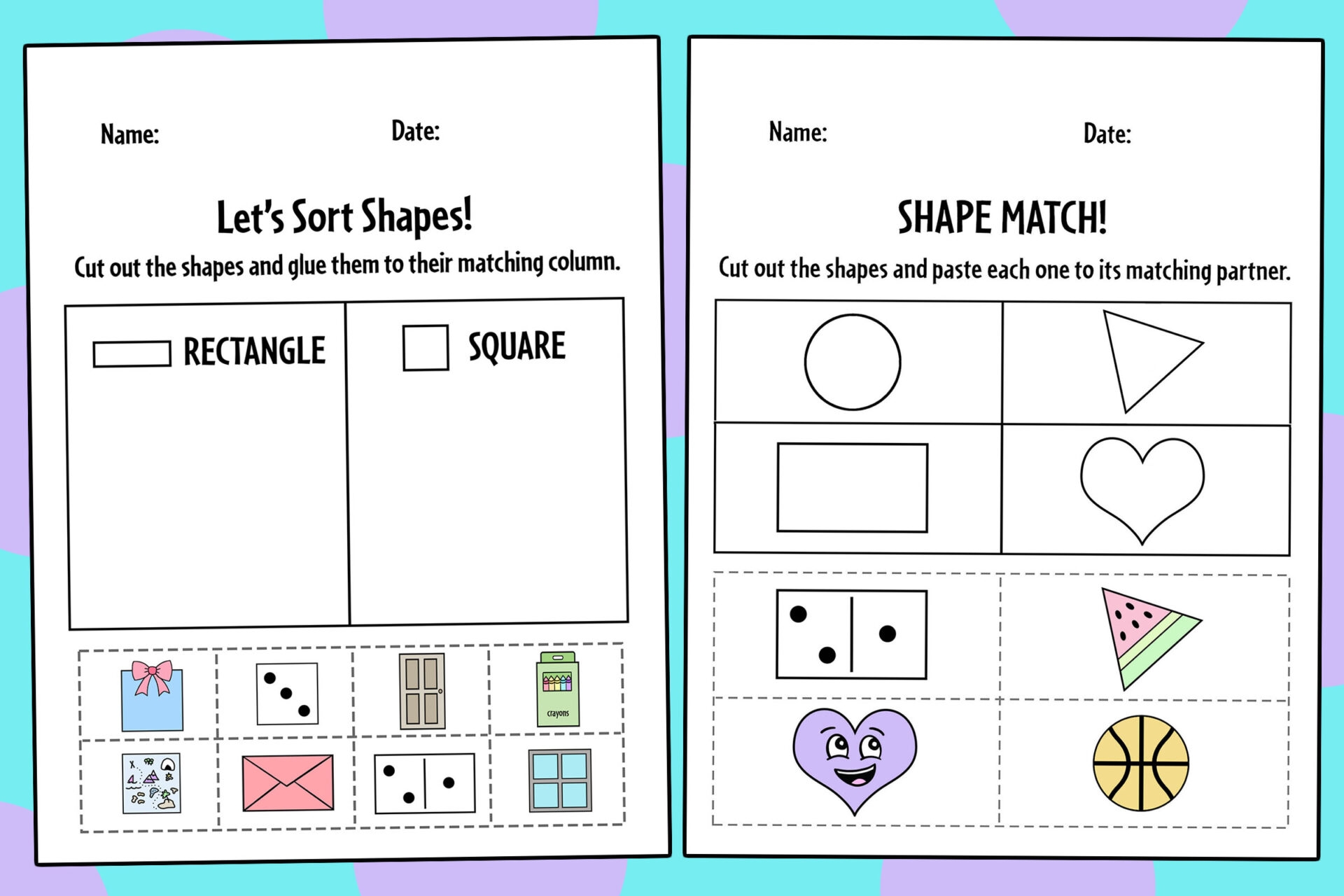 Free Shape Sorting Worksheets For Preschool The Hollydog Blog
