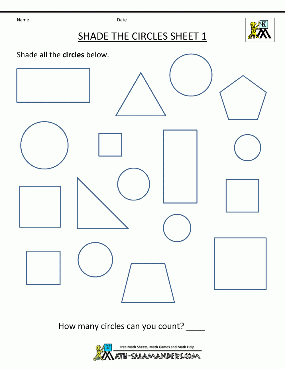 Free Shape Worksheets Kindergarten