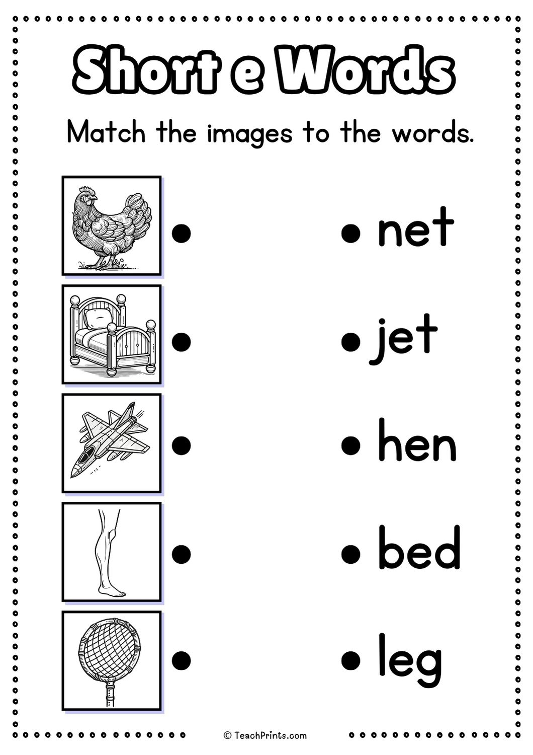Free Short E Words Worksheets Teach Prints