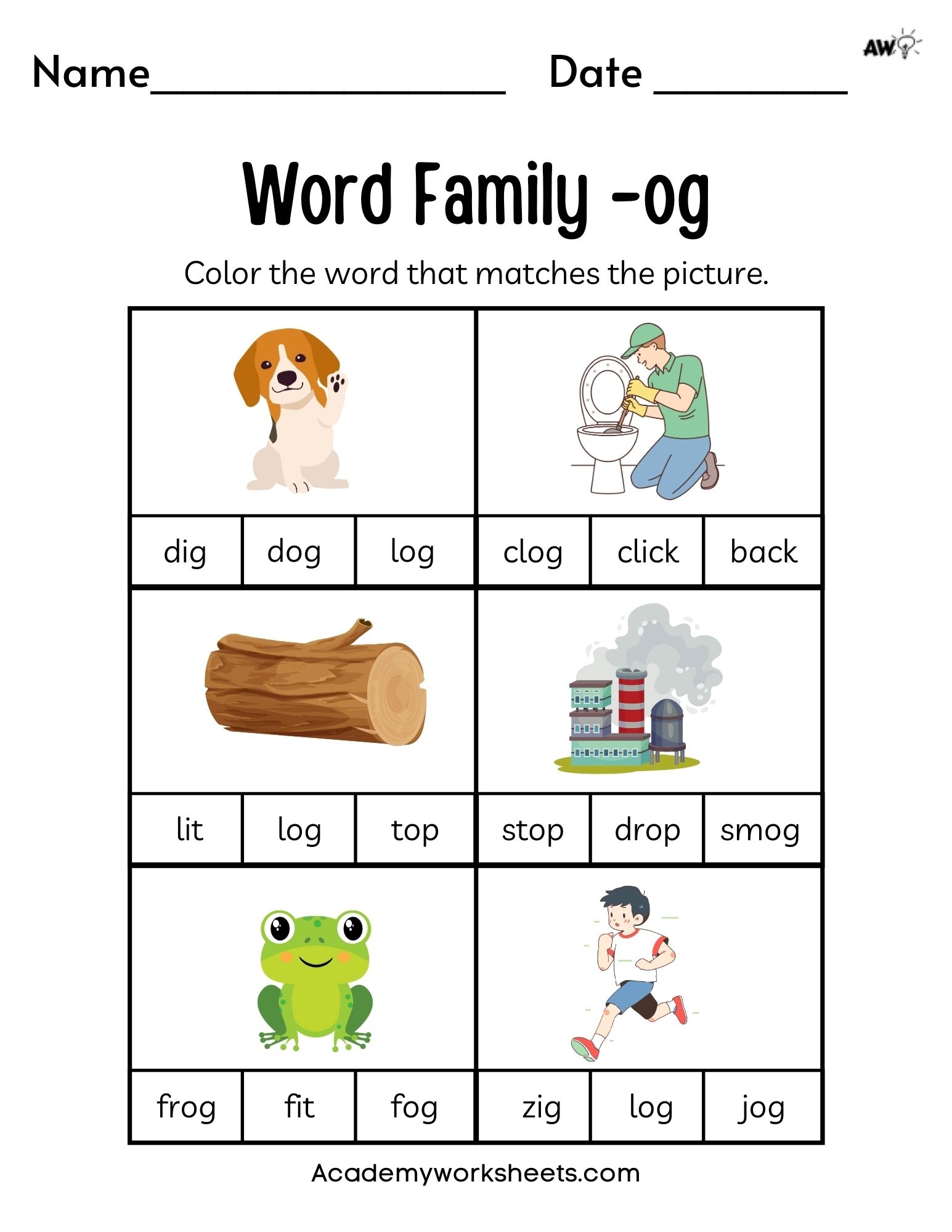 Free Short O Word Family Worksheets Academy Worksheets