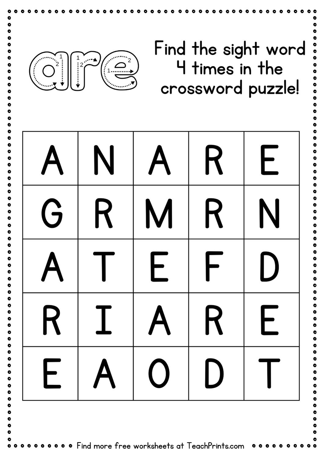 Kindergarten Worksheets Word Recognition