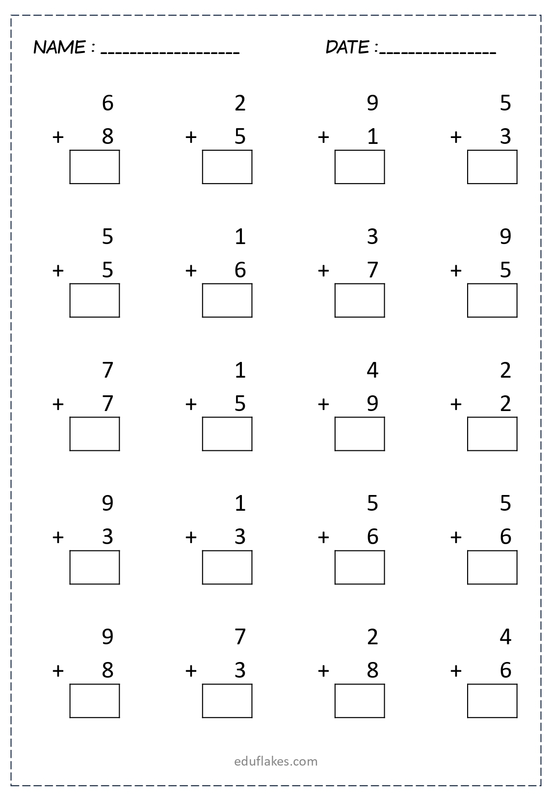 Free Single Digit Addition Worksheets For Kindergarten Grade 1 Eduflakes