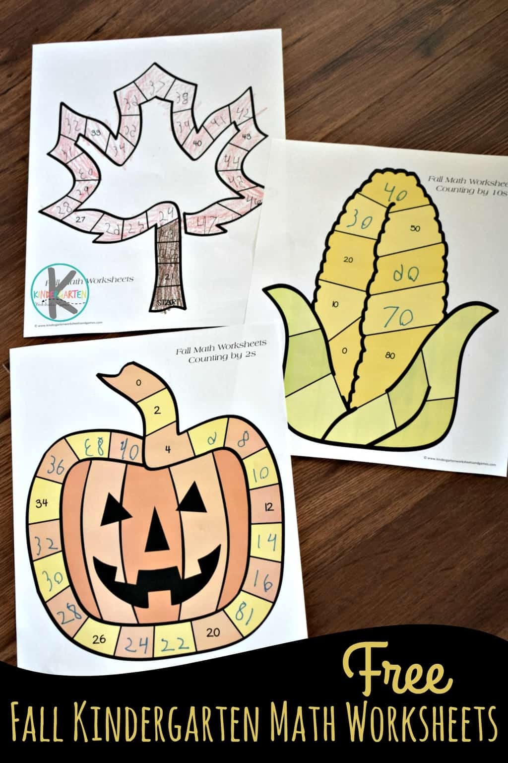FREE Skip Counting Fall Math Worksheets