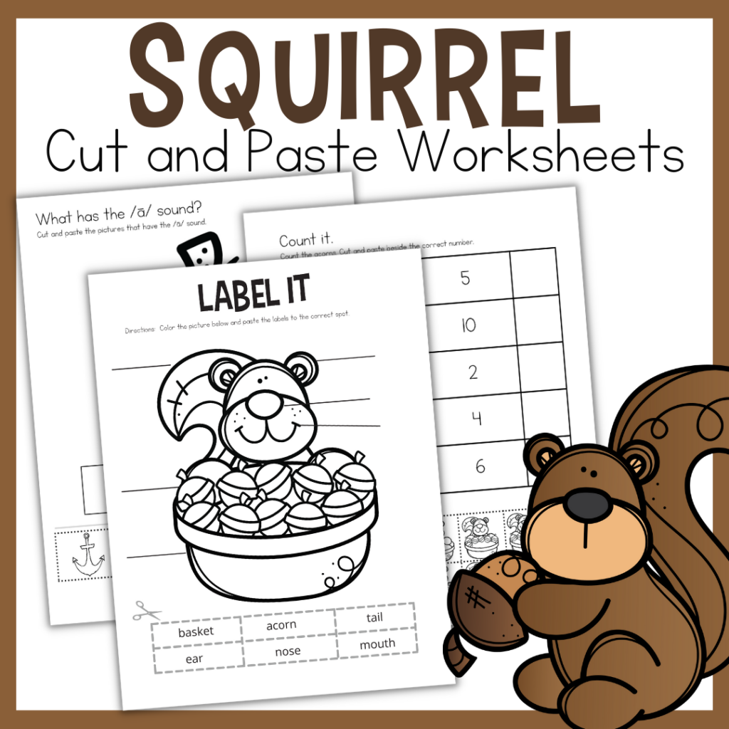 Free Squirrel Cut And Paste Printables For PreK Kindergarten