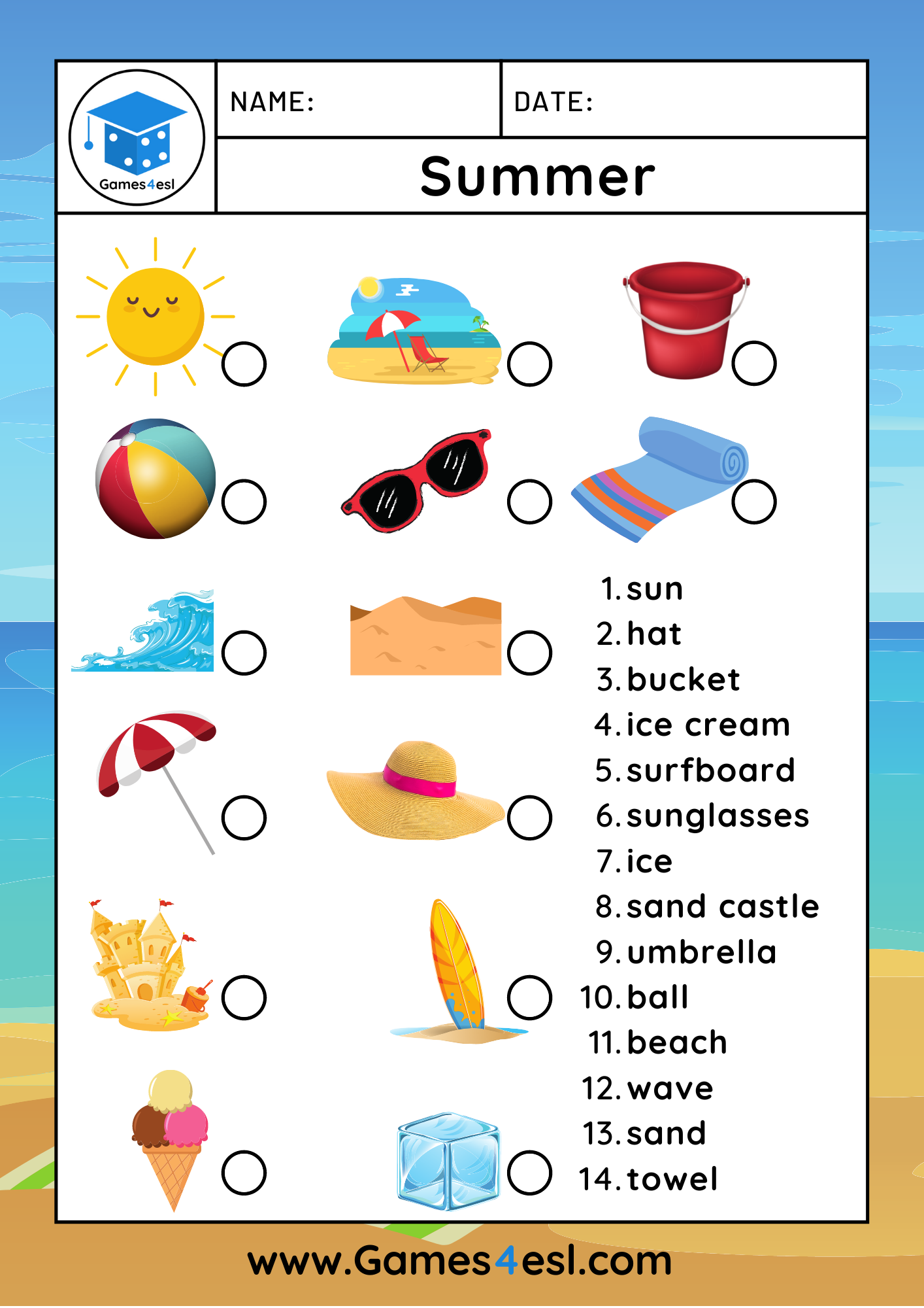 Free Summer Worksheets For Kids Worksheets Library Worksheets Library