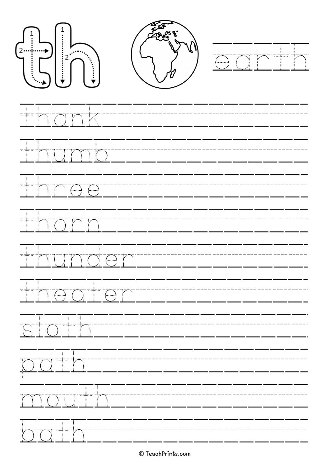 Free Th Worksheets Teach Prints