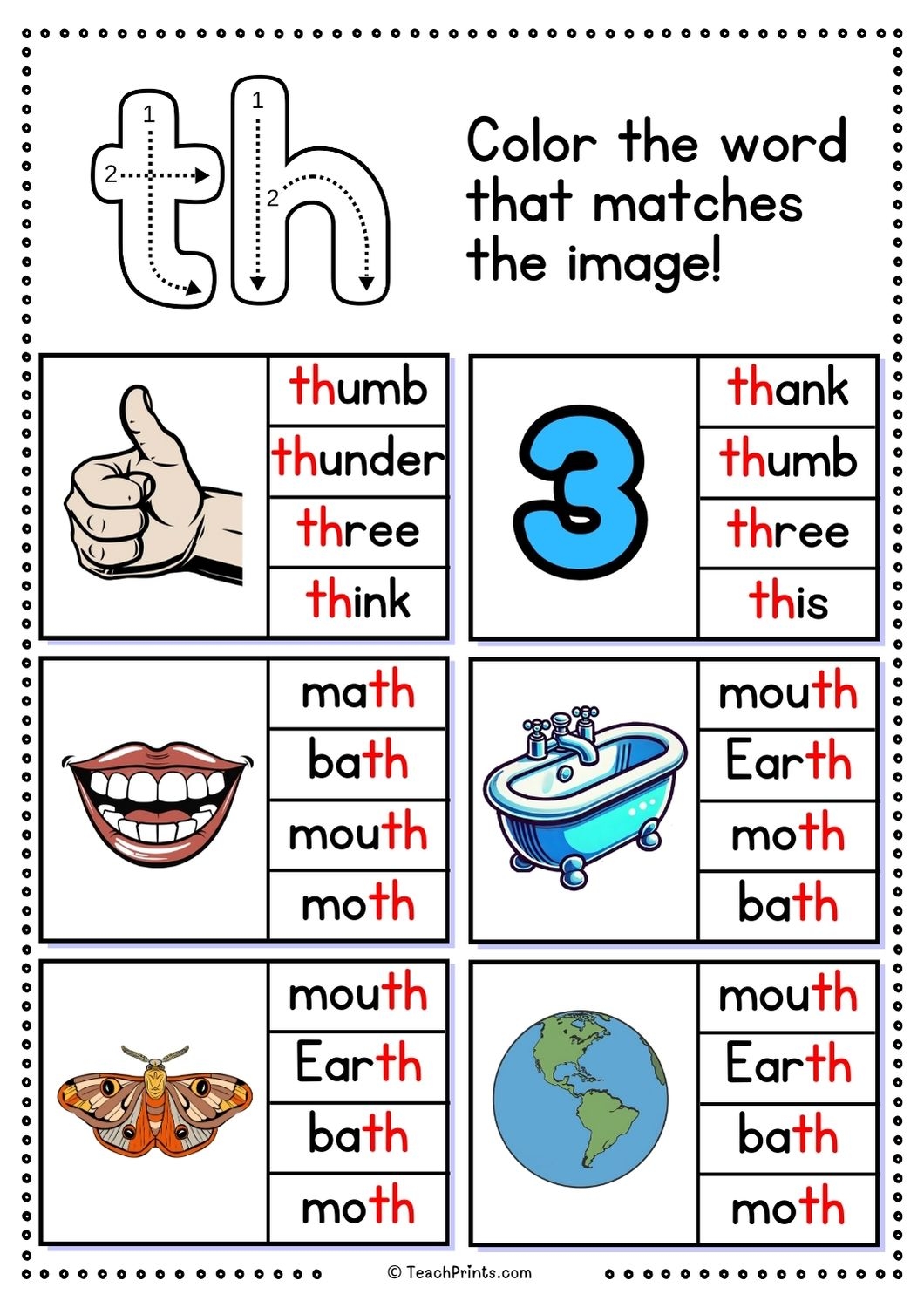 Free Th Worksheets Teach Prints