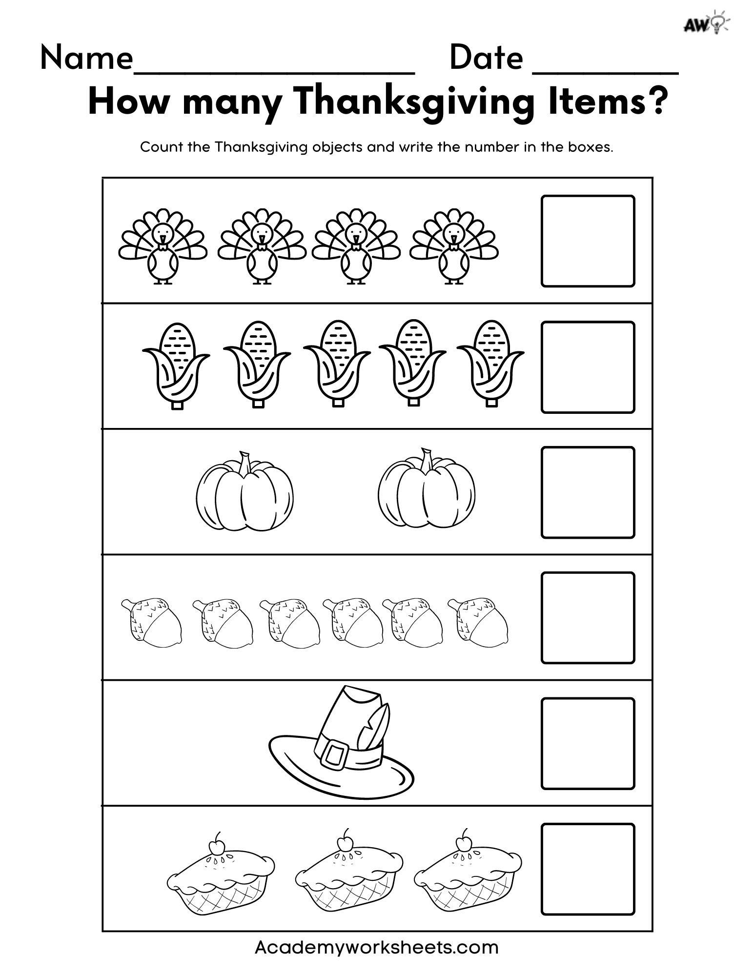Free Thanksgiving Math Activities For Preschool Kids Academy Worksheets Library