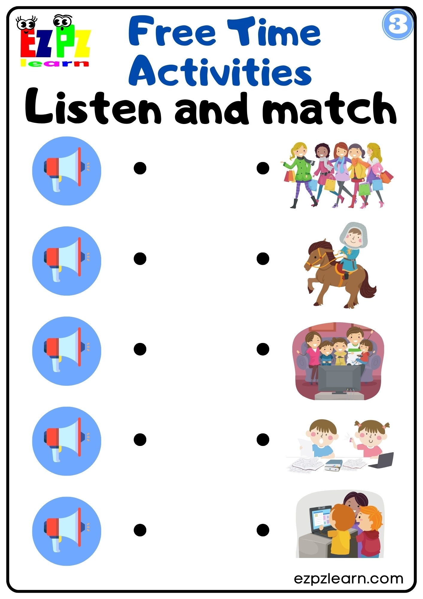 Free Time Activities Worksheet For Kindergarten
