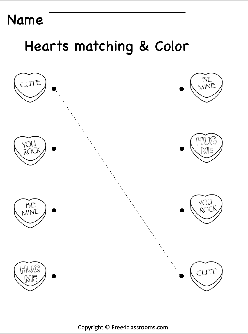 Free Worksheets For Kindergarten Valentine
