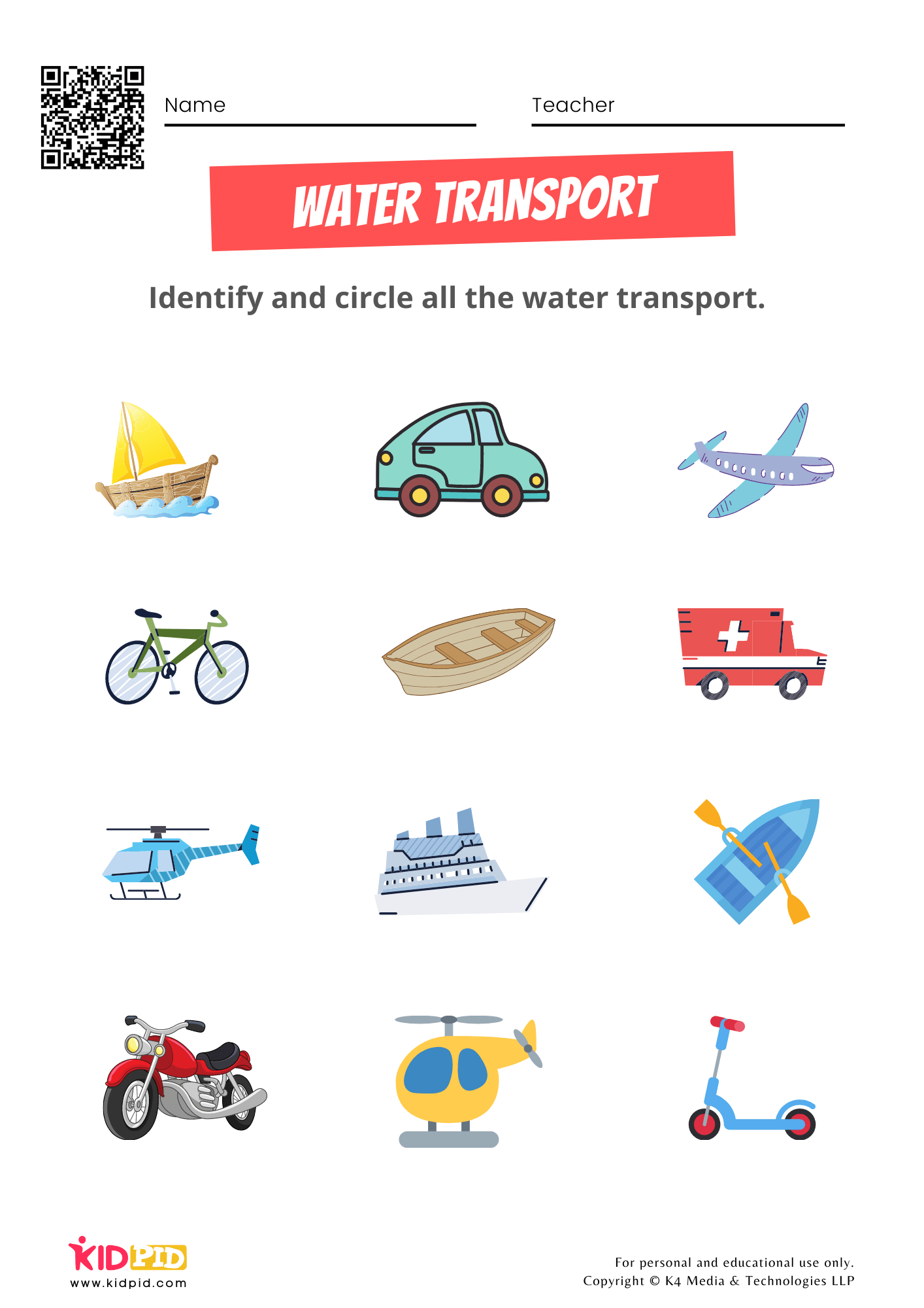 Free Transportation Worksheets For Preschoolers Kidpid