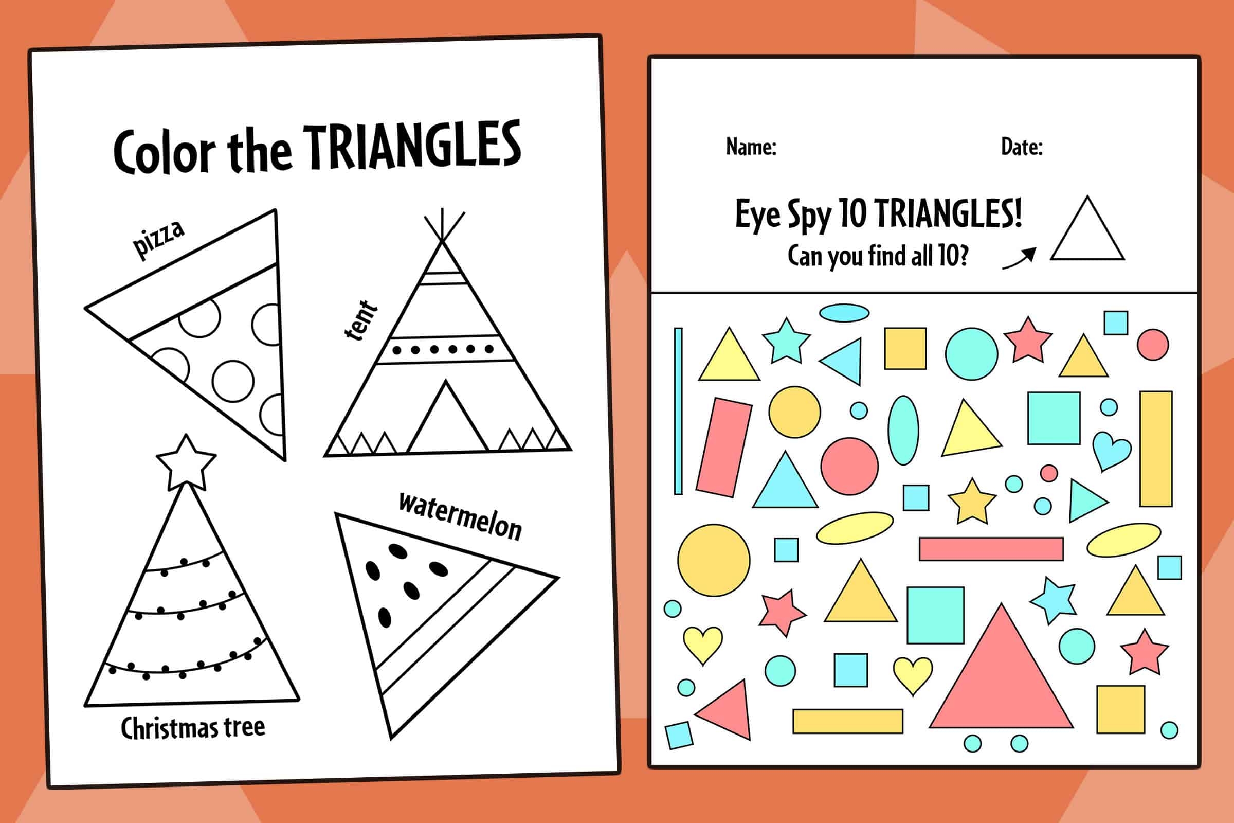 Printable Triangle Worksheets For Kindergarten