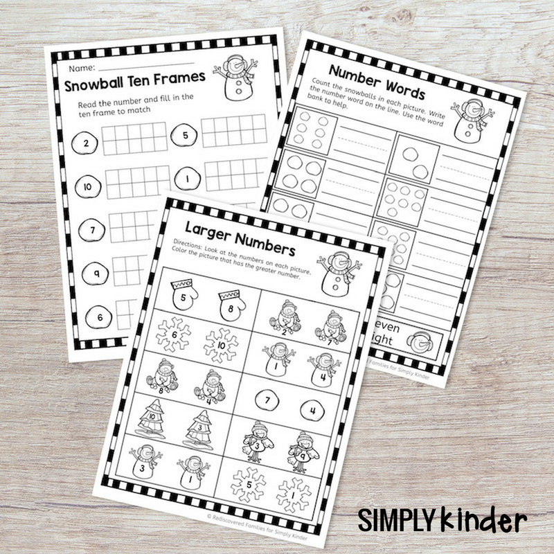 Winter Kindergarten Math Worksheets