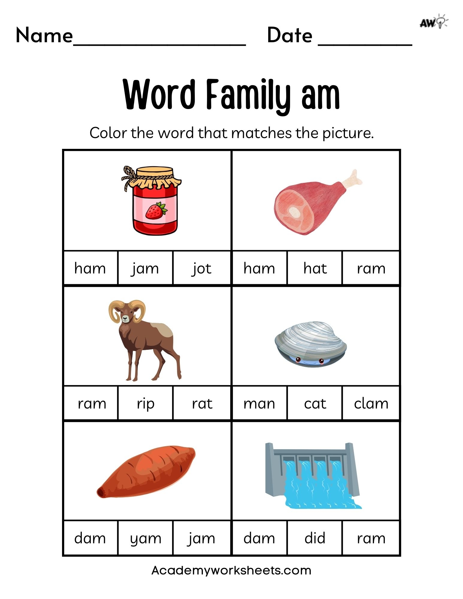 Free Word Family Worksheets Short A Academy Worksheets