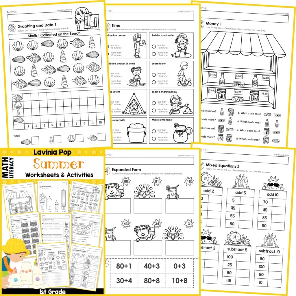 FREE Worksheets Summer 1st Grade Worksheets And Activities No Prep First Grade In My World