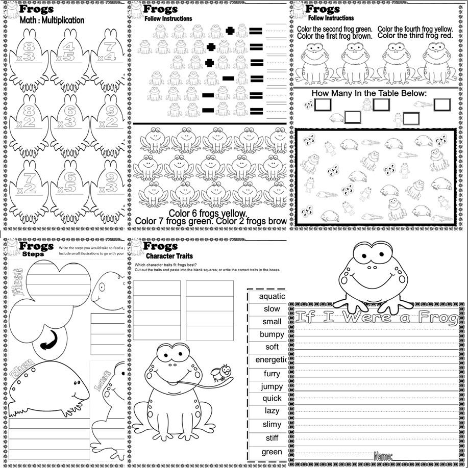 Frog Theme NO PREP Worksheets Writing Craft Activities Math ELA Spring Toad Made By Teachers