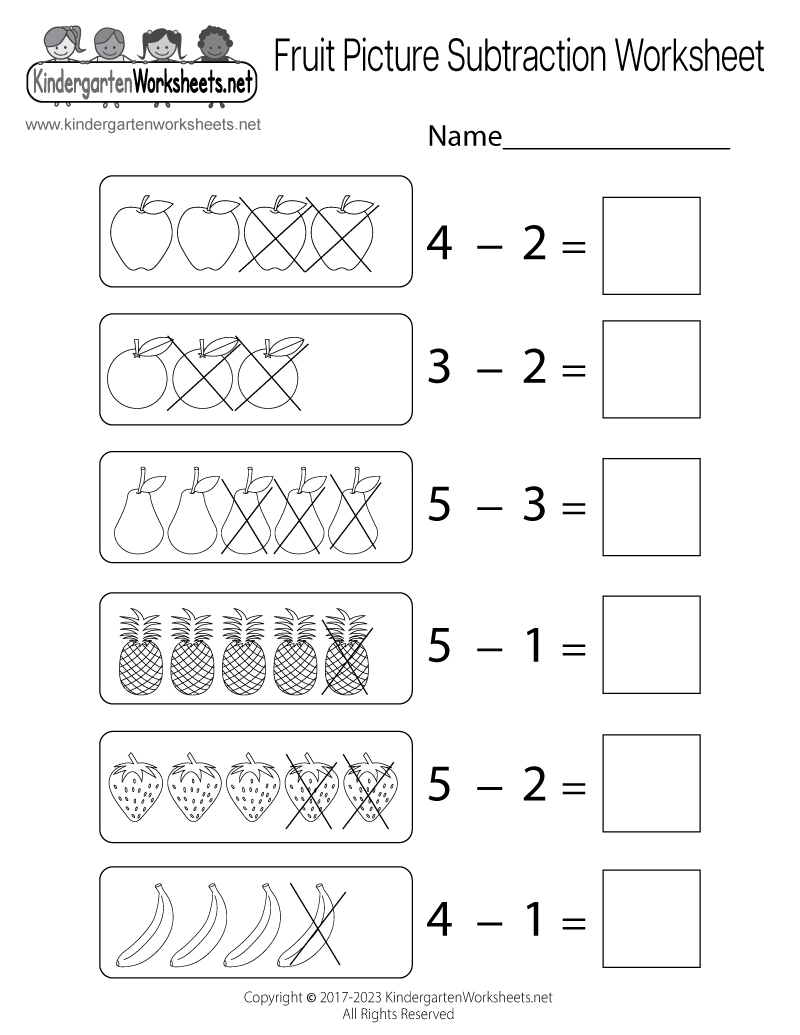 Subtraction Worksheets For Kindergarten Free