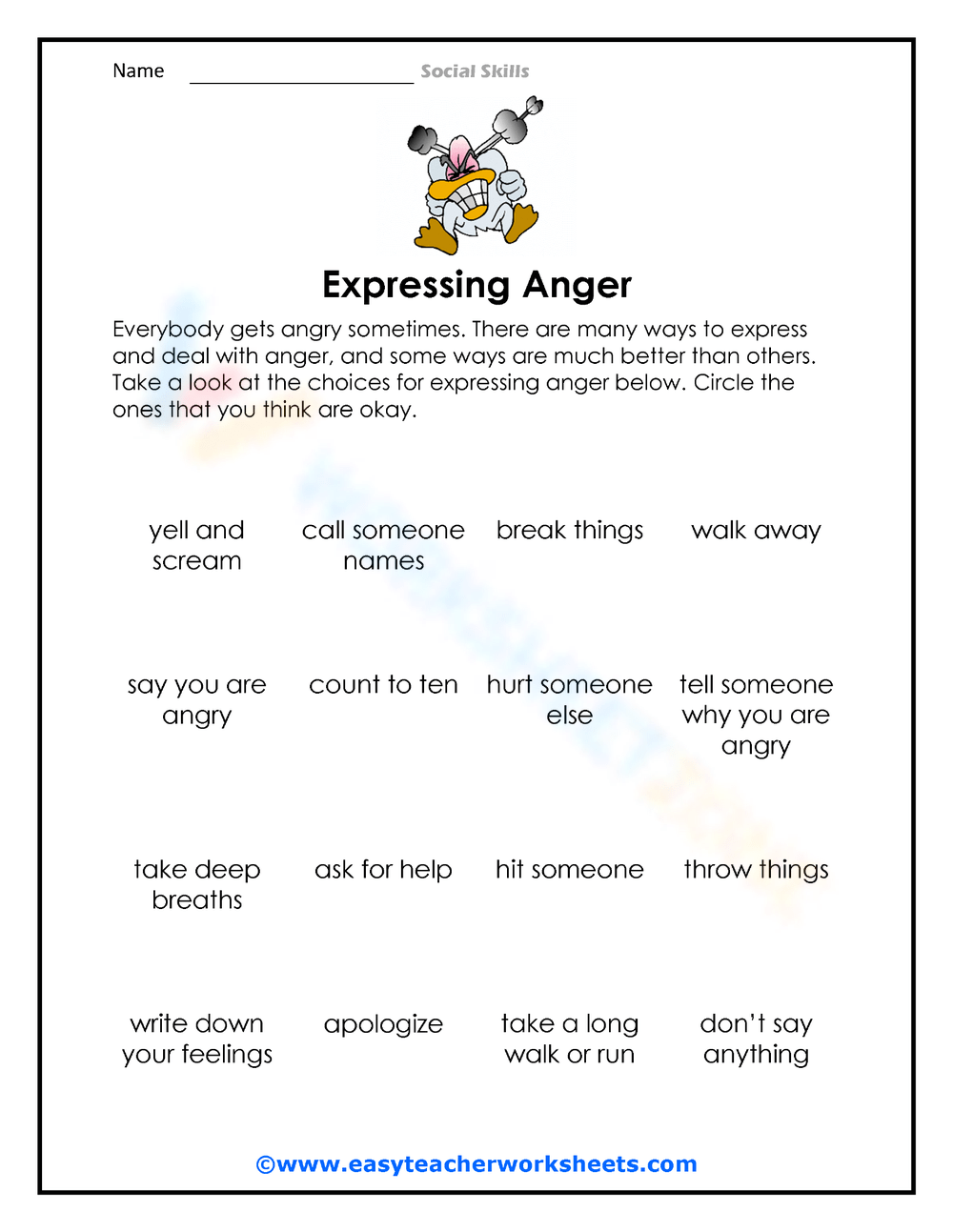 Social Skills Printable Worksheets For Kindergarten