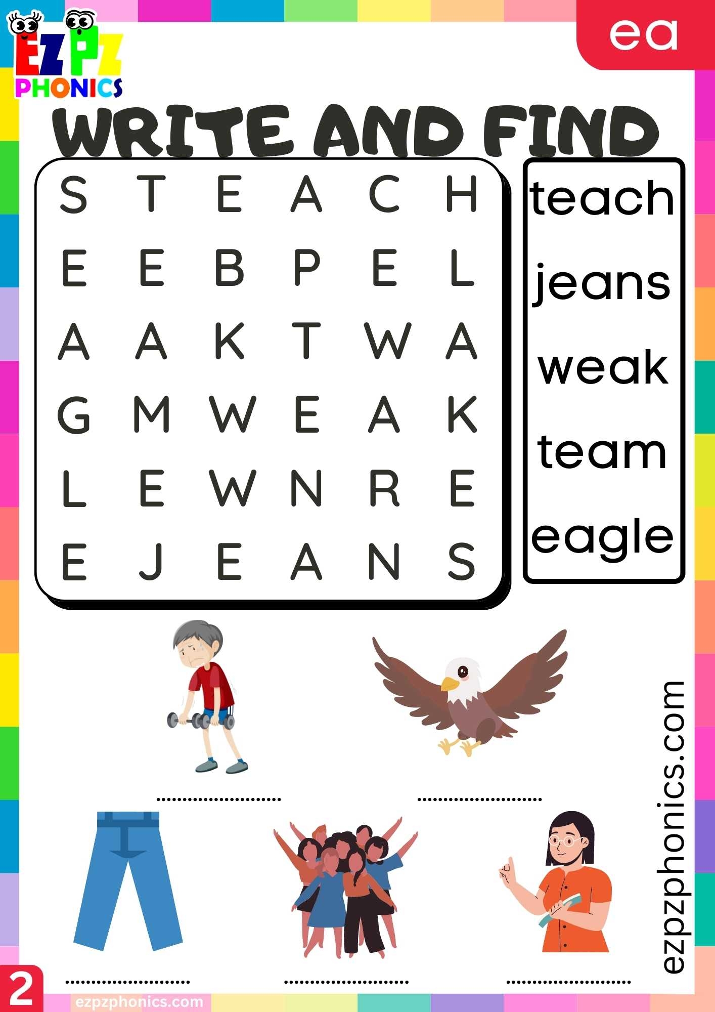 Group2 EA Words Write And Find Long E Phonics Worksheet Ezpzphonics Group2 EA Words Write And Find Long E Phonics Worksheet Ezpzphonics