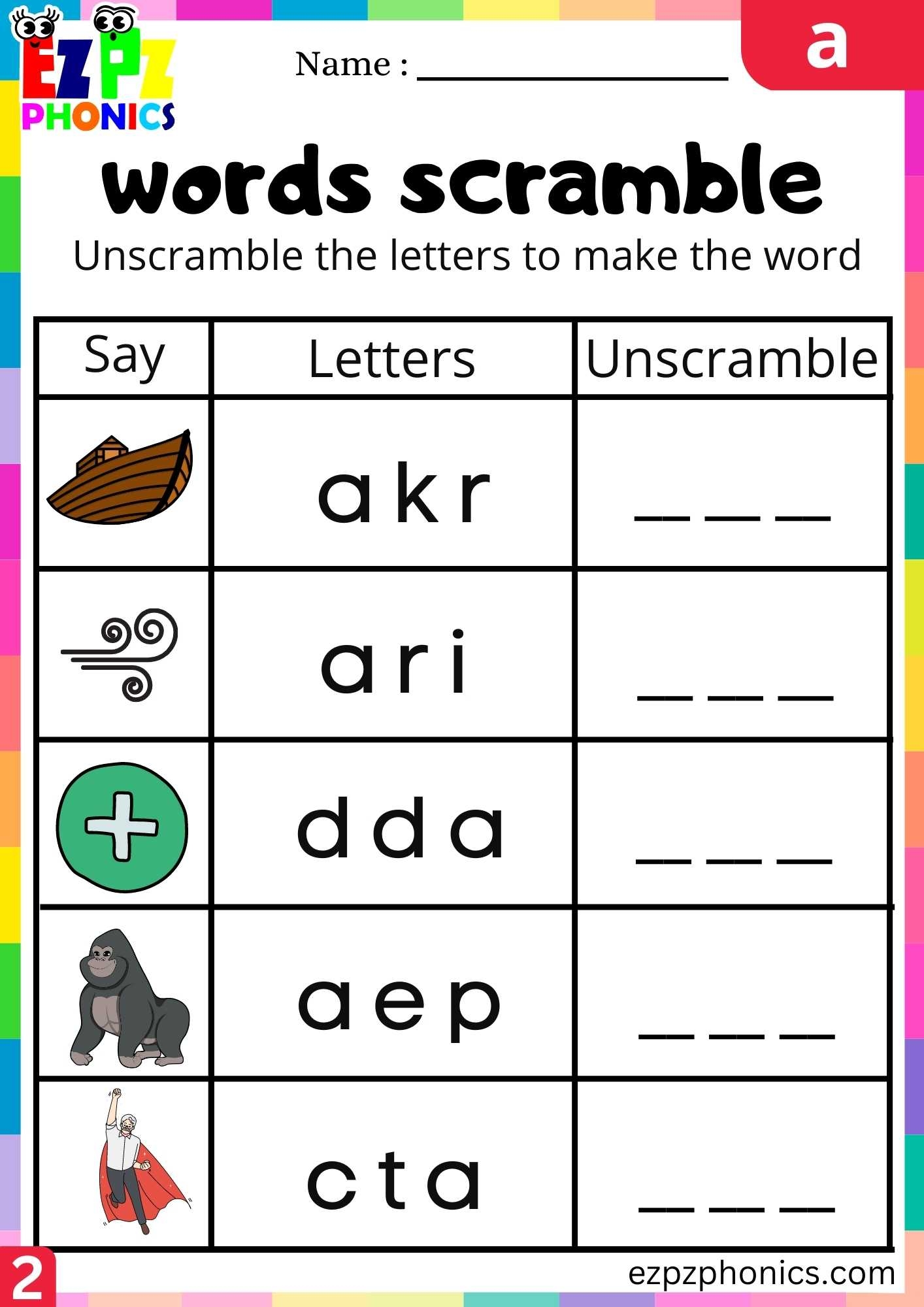 Kindergarten Three Letter Words Worksheets Pdf
